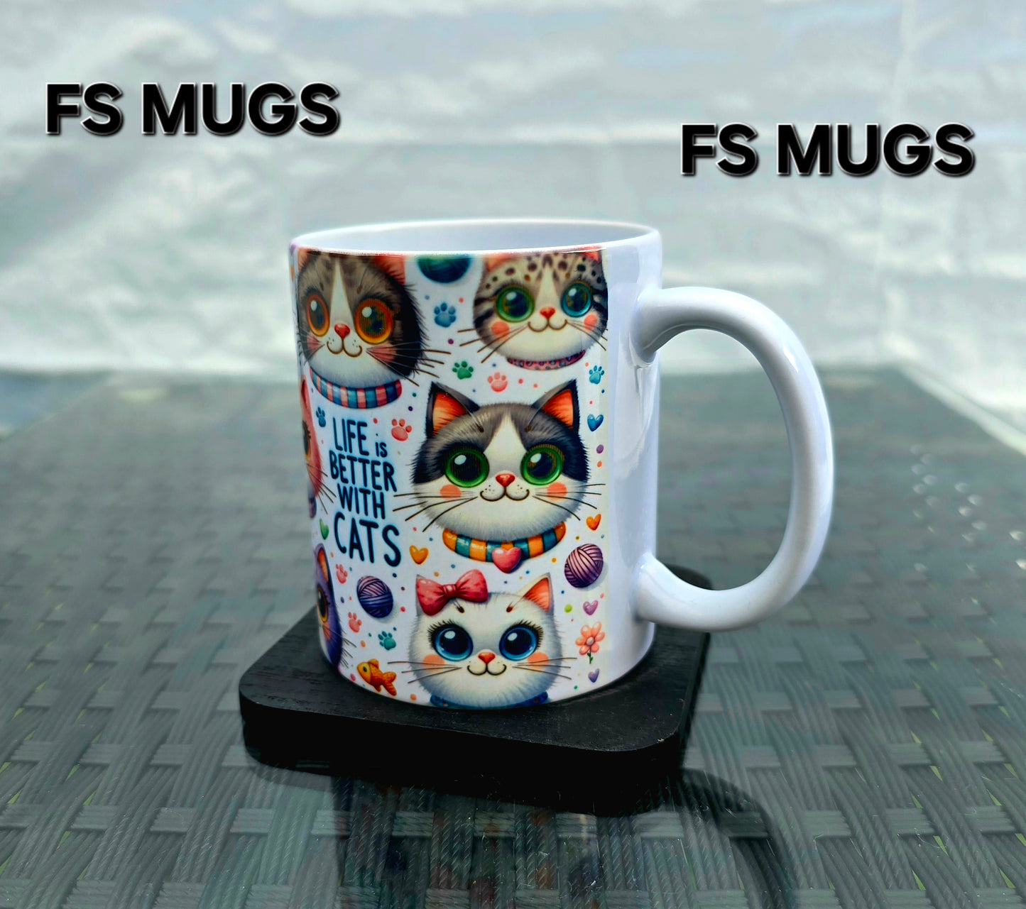 Personalised Mug life is better with cats