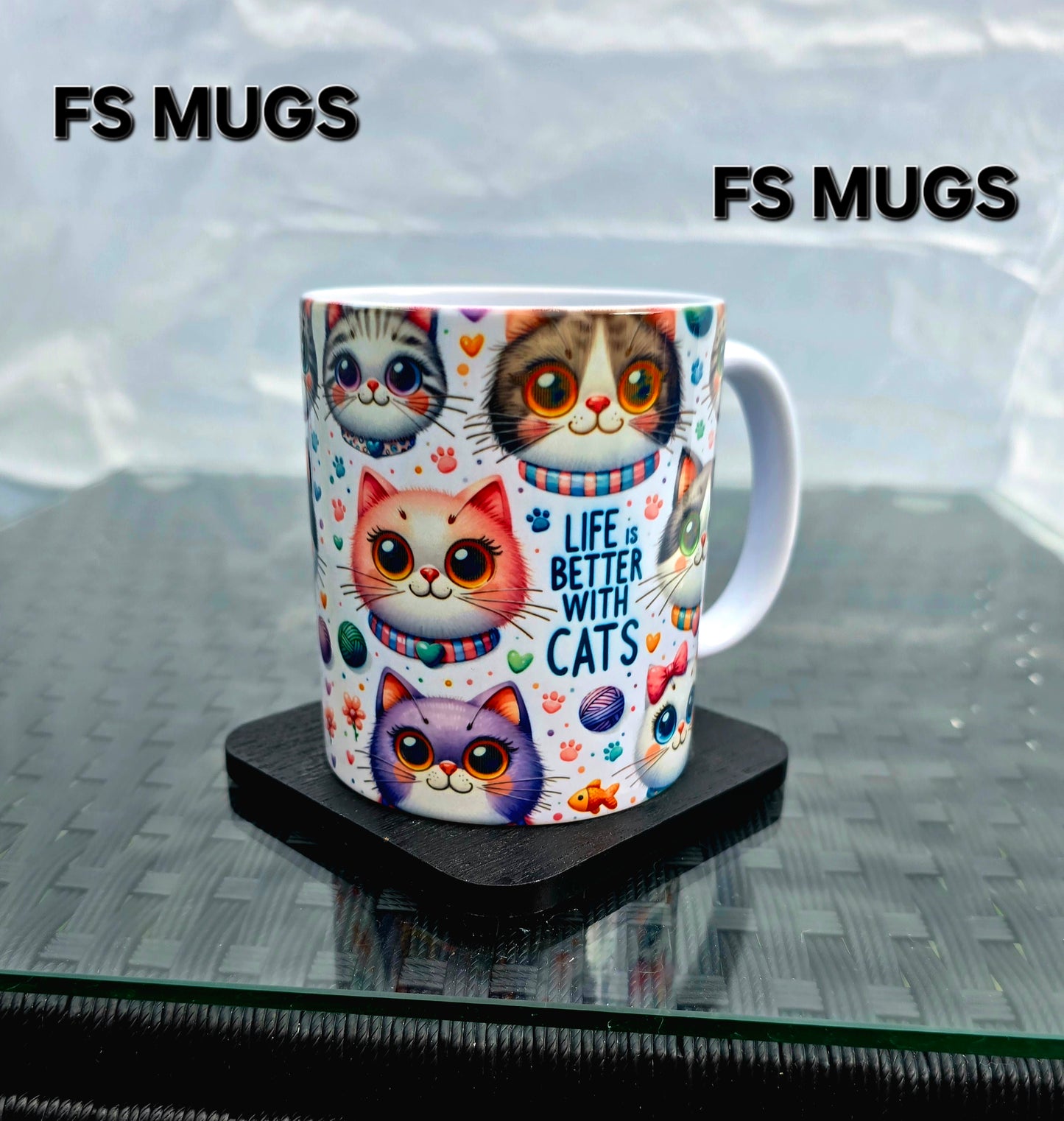 Personalised Mug life is better with cats