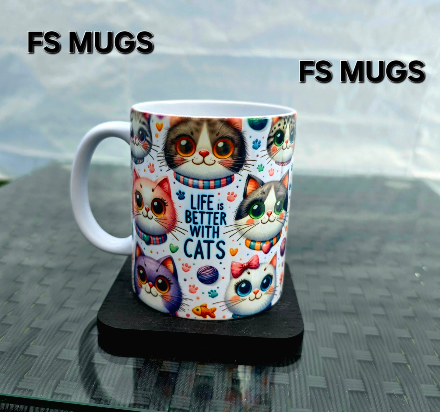 Personalised Mug life is better with cats